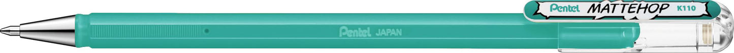 Pentel Arts Hybrid MATTEHOP Gel Roller, 1.0mm, Matte Ink, Turquoise Blue Ink, Box of 12 each
