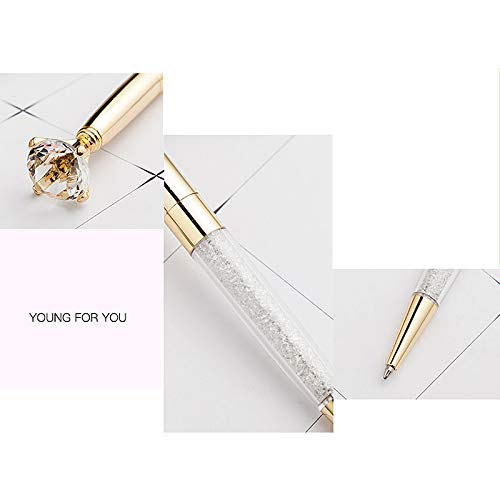 U Scinan 3Pcs Big Diamond Pen Crystal Metal Ballpoint Pens 0.5mm Black Ink Advertising Gif Pen