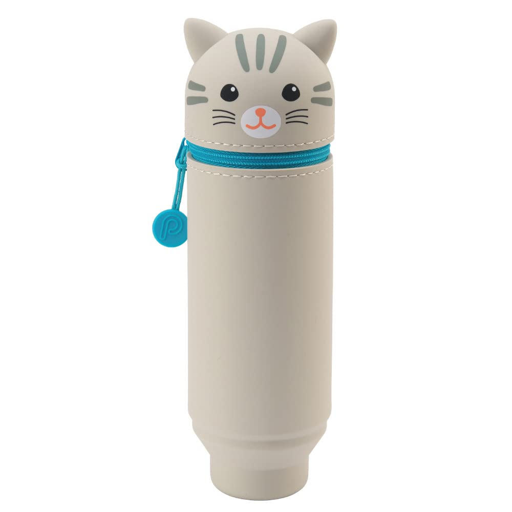LIHIT LAB Kawaii Japanese Cat Stand Up Pencil Case For School Office College, Cute School Supplies