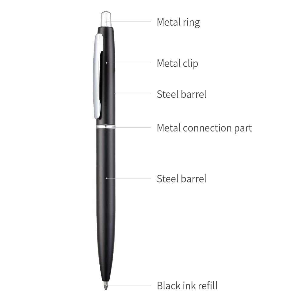 ChaoQ 6 Pcs Retractable Metal Ballpoint Pens, for Gift, Business, Office