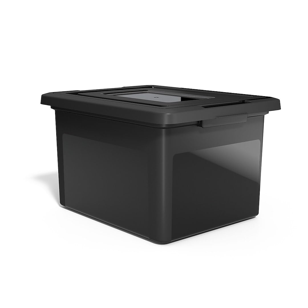 Staples Hanging File Folder Box, Storage Bin Organizer, Snap Lid