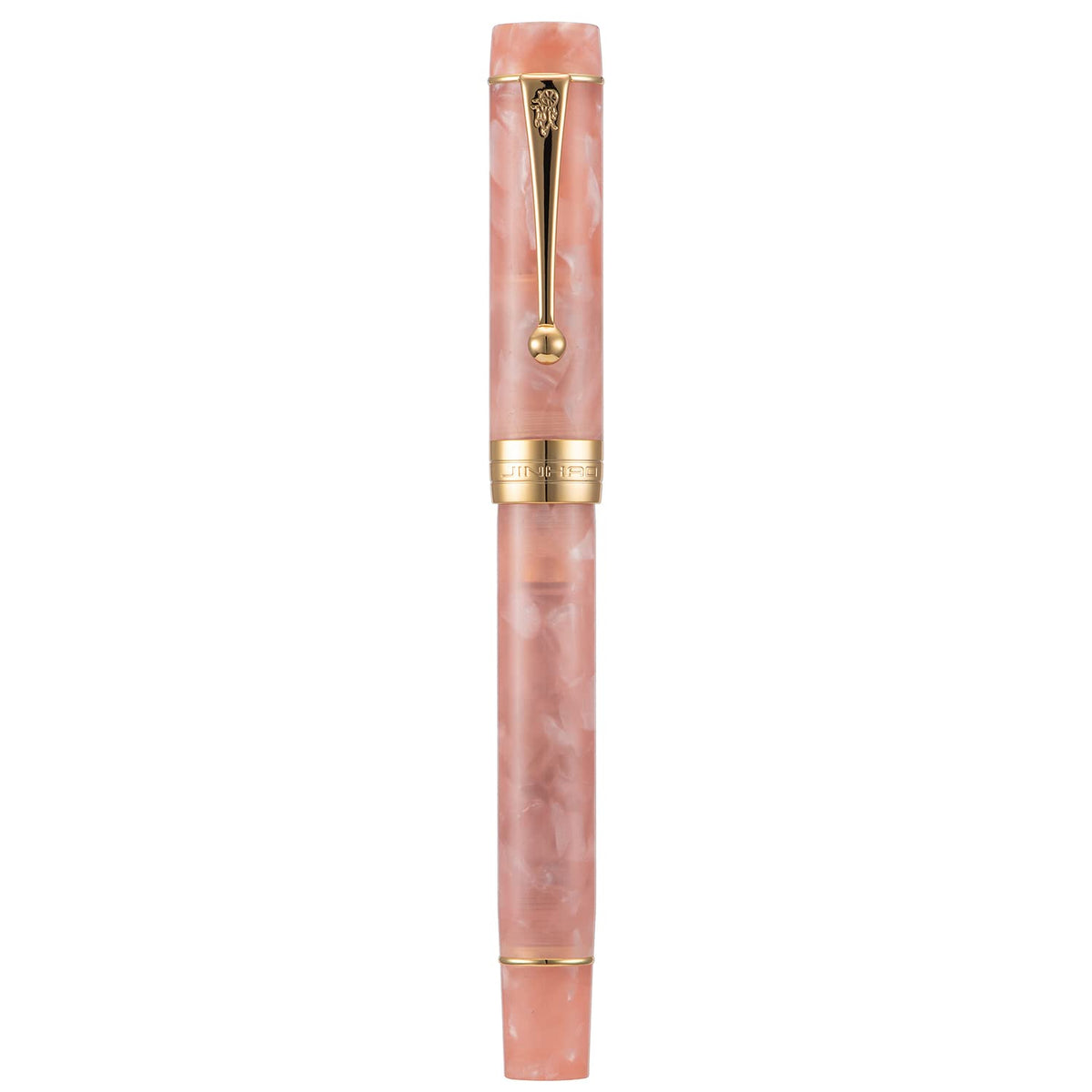 Jinhao 100 Fountain Pen Classic Style Pink Marble Acrylic, Fine Point with Converter and Gold Trim