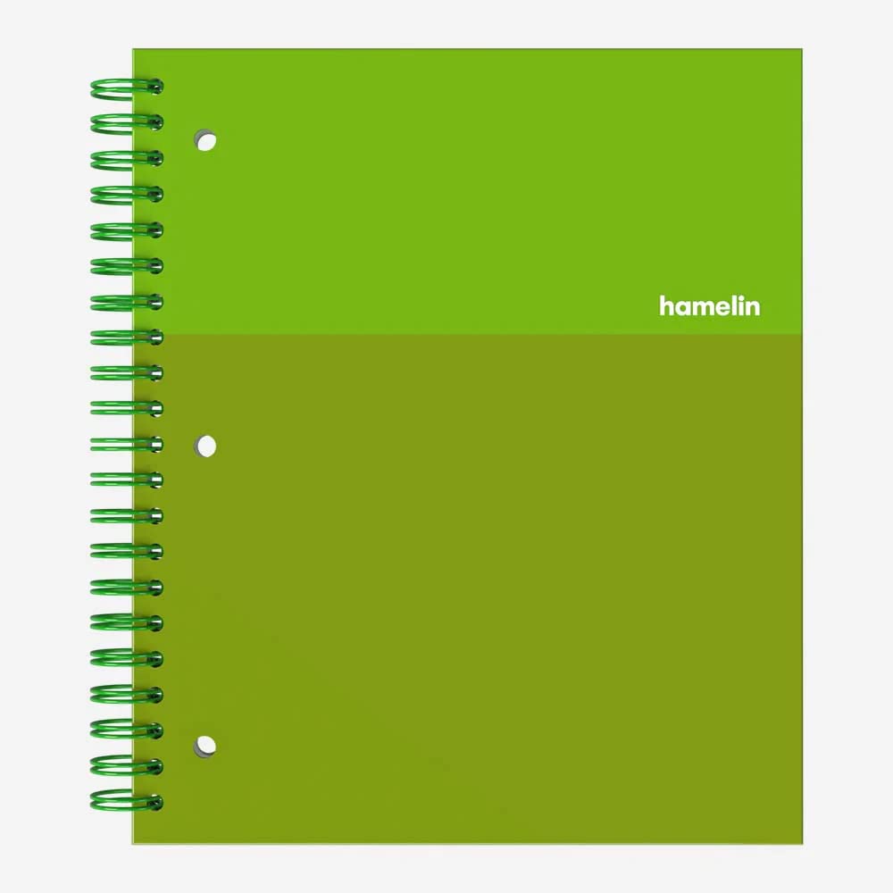 Hamelin 1 Subject, Graph Paper, Hard Cover Spiral Bound Grid Notebook, 4 Square Per Inch 150 Pages