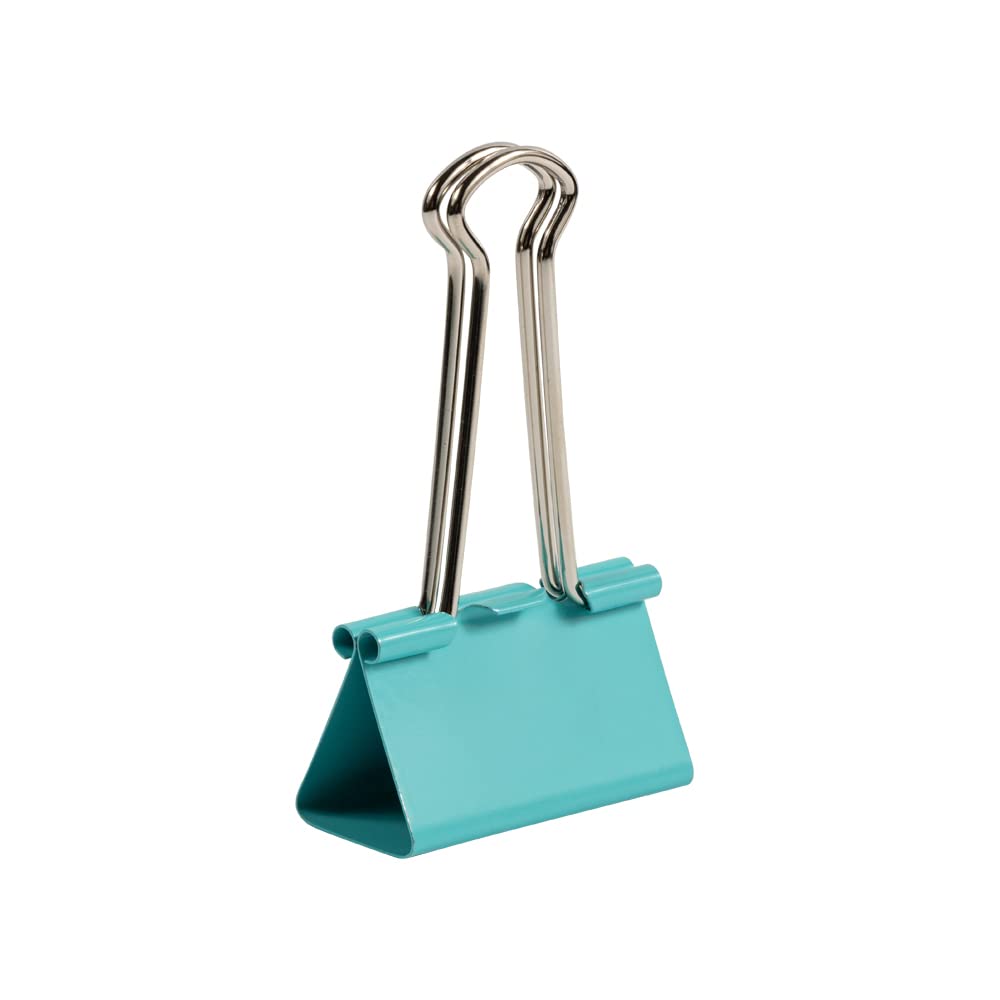 JAM PAPER Colorful Binder Clips - Large - 1 1/2 Inch (41 mm) - Teal Binderclips - 12/Pack