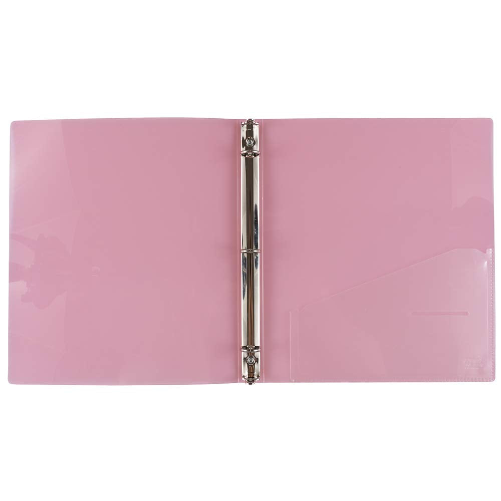 JAM PAPER Plastic 0.75 inch Binder - Pink 3 Ring Binder - Sold Individually