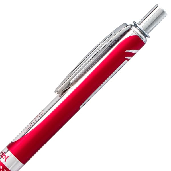Pentel Energel Alloy Retractable Liquid Gel Pen, (0.7mm) Medium Line, Black Barrel, Blue Barrel