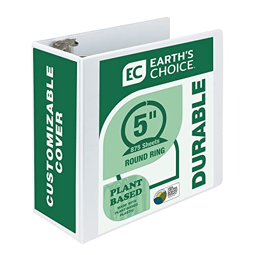 Samsill Plant-Based 5 Inch Durable Round Ring, View Binder, Eco-Friendly, USDA Certified Biobased