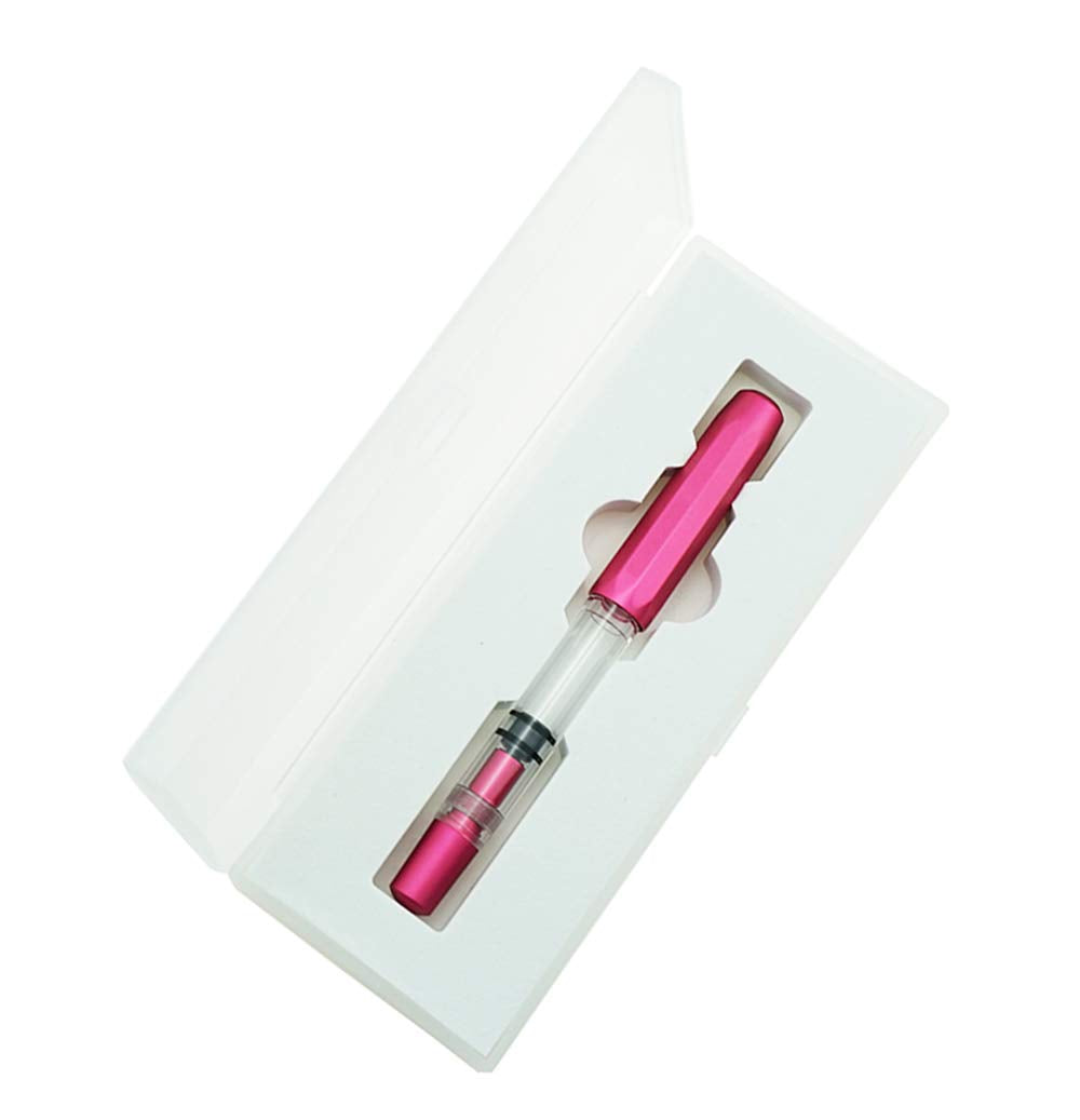 Majohn T1 Piston Fountain Pen Fine, Red Aluminium Clear Acrylic Large Ink Capacity Writing Pen Box