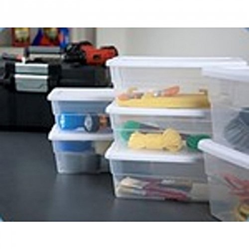 STERILITE Storage Box 13.5" X 8.3" X 4.8", 6 Qt. Clear - Pack of 12