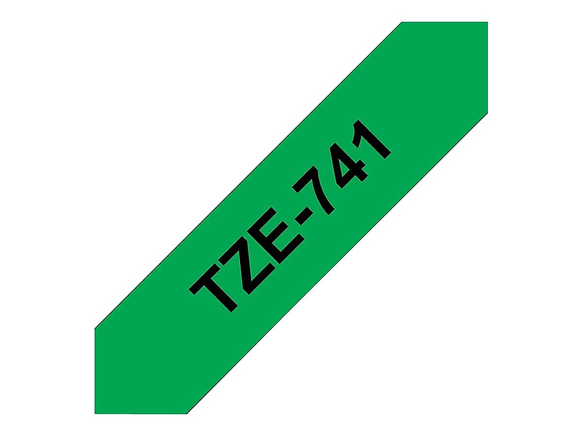 Brother Laminated Tape Black on Green, 18mm (TZe741)