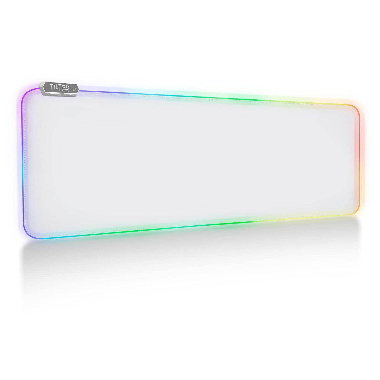 Tilted Nation Bone White Gaming Mouse Pad RGB - Large LED Mousepad - LED Desk mat with 8 Adjustable