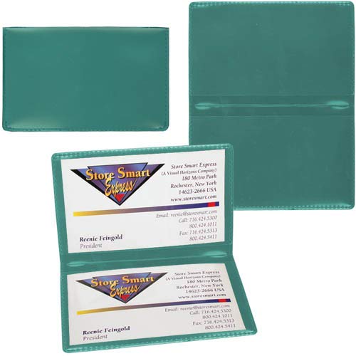 STORE SMART - Metallic Green Folding Business Card Holders - 20 Pack - Polypropylene Plastic