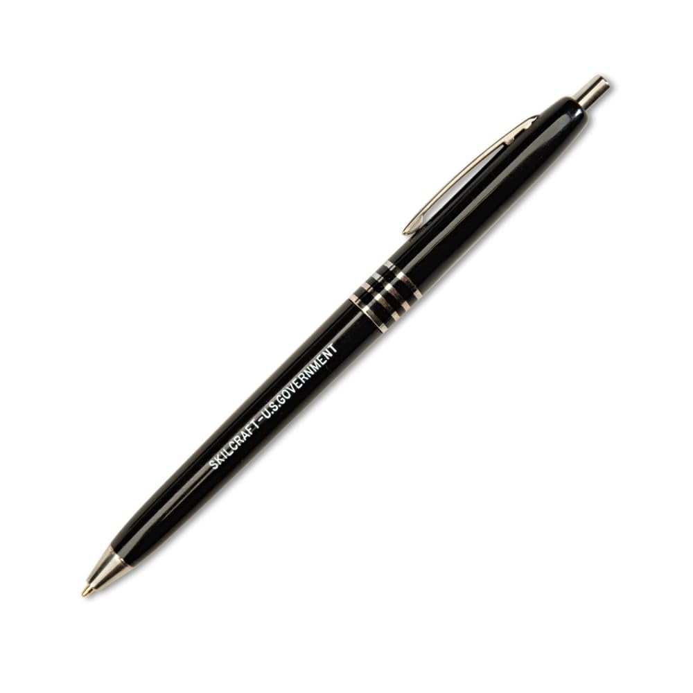 Skilcraft U.S. Government Retractable Ball Point Pen, Fine Point, Black Ink, Box of 12
