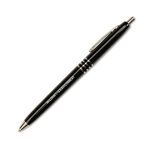 Skilcraft U.S. Government Retractable Ball Point Pen, Fine Point, Black Ink, Box of 12