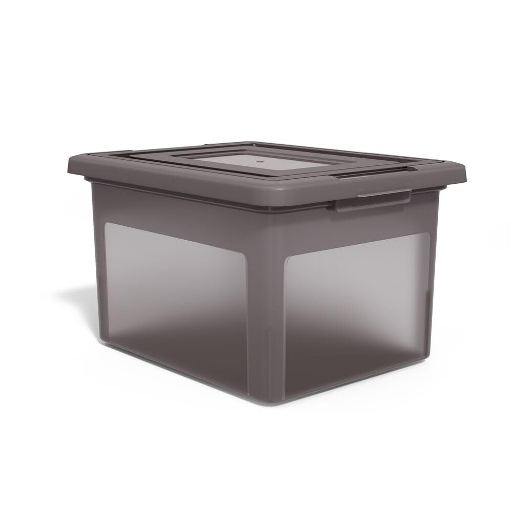 STAPLES Plastic File Box with Snap Lid, Letter/Legal, Frost Gray, 2-Pk