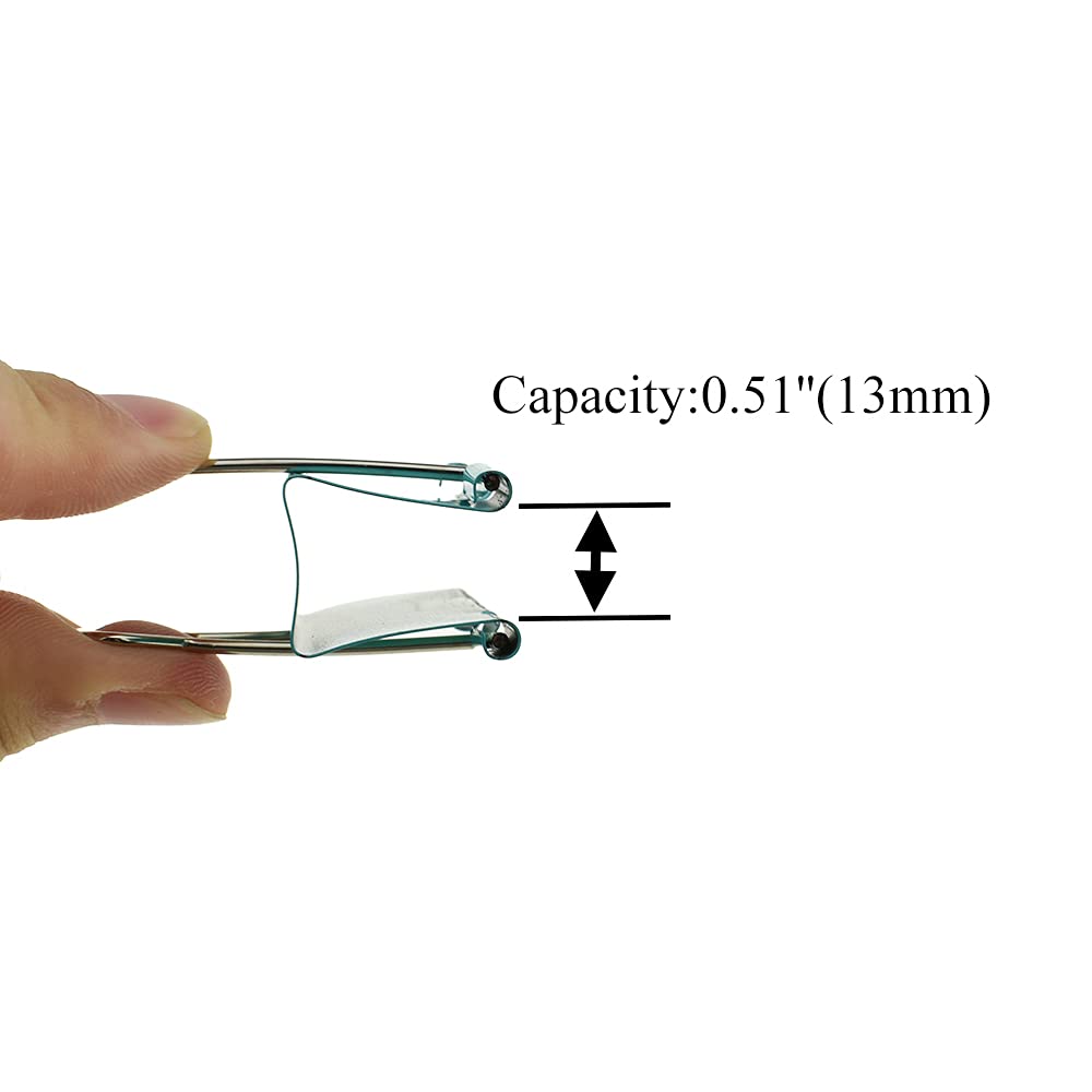 HAHIYO Binder Clips Paper Clamps Spring Steel Sturdy Large 1.57 inches Width 0.51 Inch Capacity No