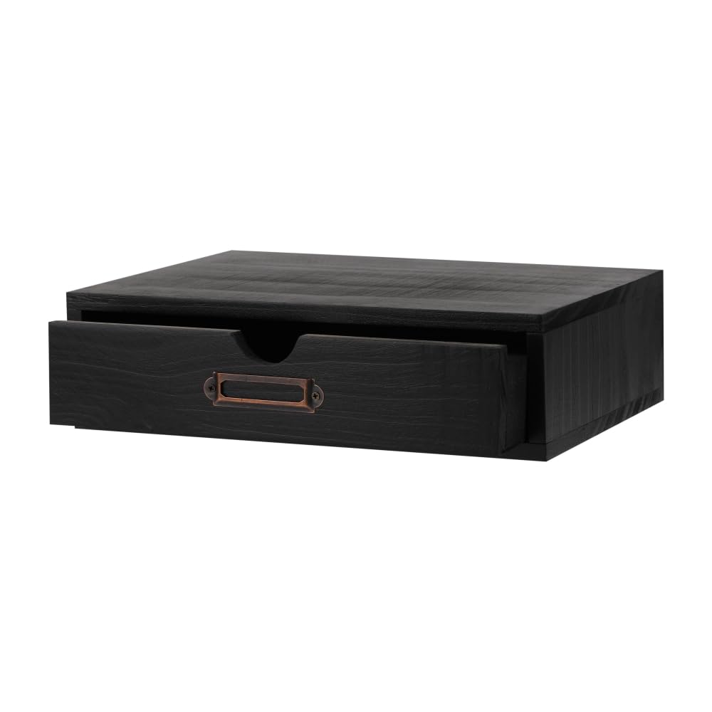 BoxSkivra Wooden Drawers Black Wood Desktop Organizer with Drawers