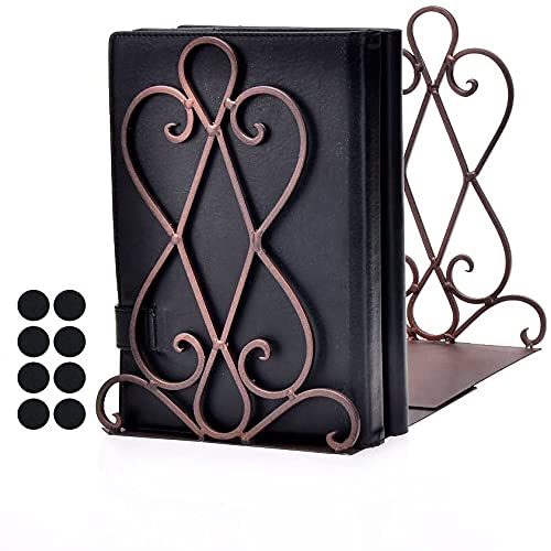 Artkingdome Vintage Metal Bookends for Heavy Books, Non-Slip Book Stoppers for Shelves, Farmhouse