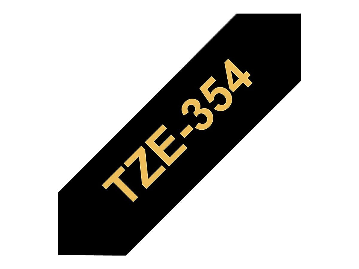 Brother Genuine P-Touch TZE-354 Tape, 1" (0.94") Wide Standard Laminated Tape, Gold on Black
