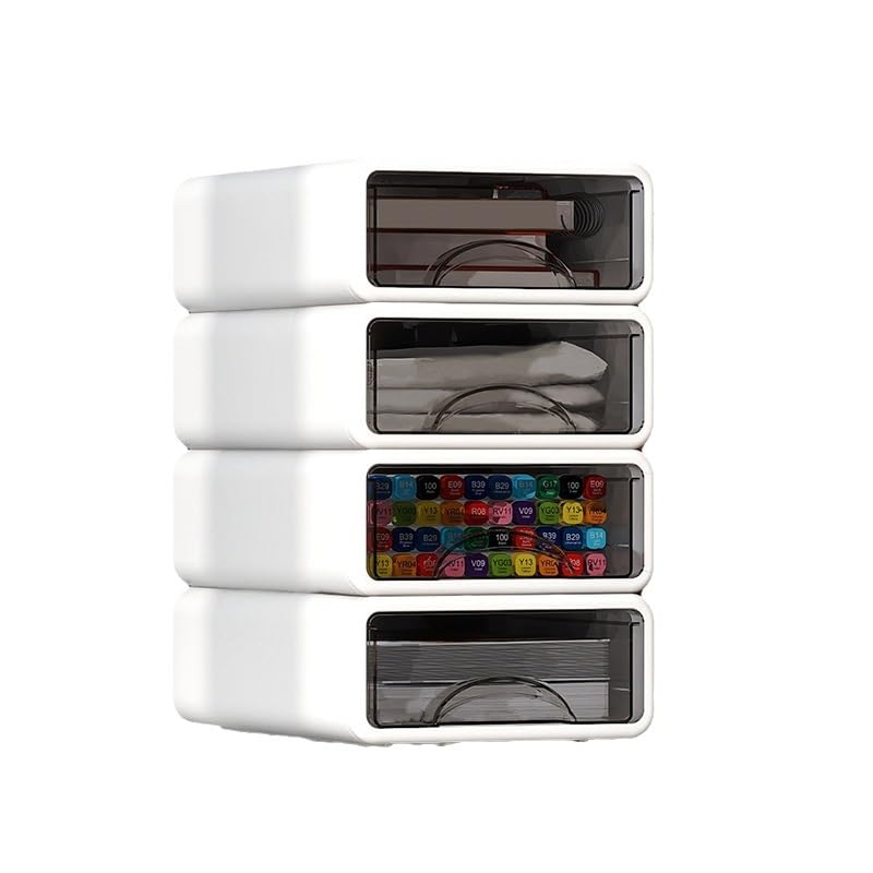 Desk Organizer with Drawers, Stackable Storage Drawers with Compartments Desktop Organization for