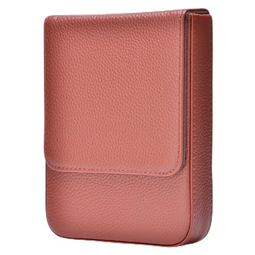 Lanxivi Genuine Leather Fountain Pen Case 6 Slot Coffee Leather Organizer, Portable Pen Bag Pouch