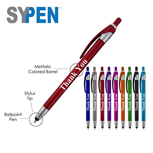 Thank You Greeting Gift Stylus Pens for Touchscreen Devices 100 Pack - 2 in 1 Combo Pen - for