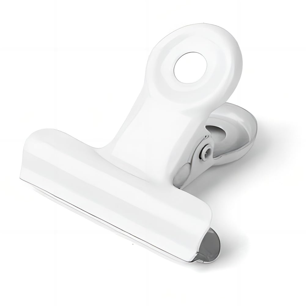 Coideal White Bulldog Paper Clips, 20 Pack 2 Inch Large Metal Binder Clips Round Hinge Clamps for