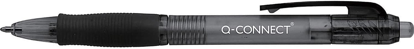 Q-Connect Retractable Ballpoint Pen Medium Black (Pack of 10)