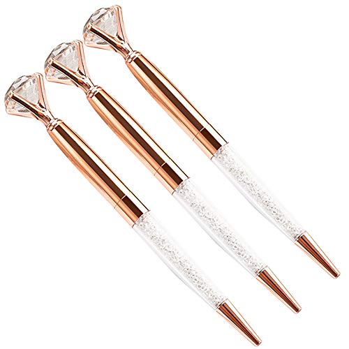 U Scinan 3Pcs Big Diamond Pen Crystal Metal Ballpoint Pens 0.5mm Black Ink Advertising Gif Pen