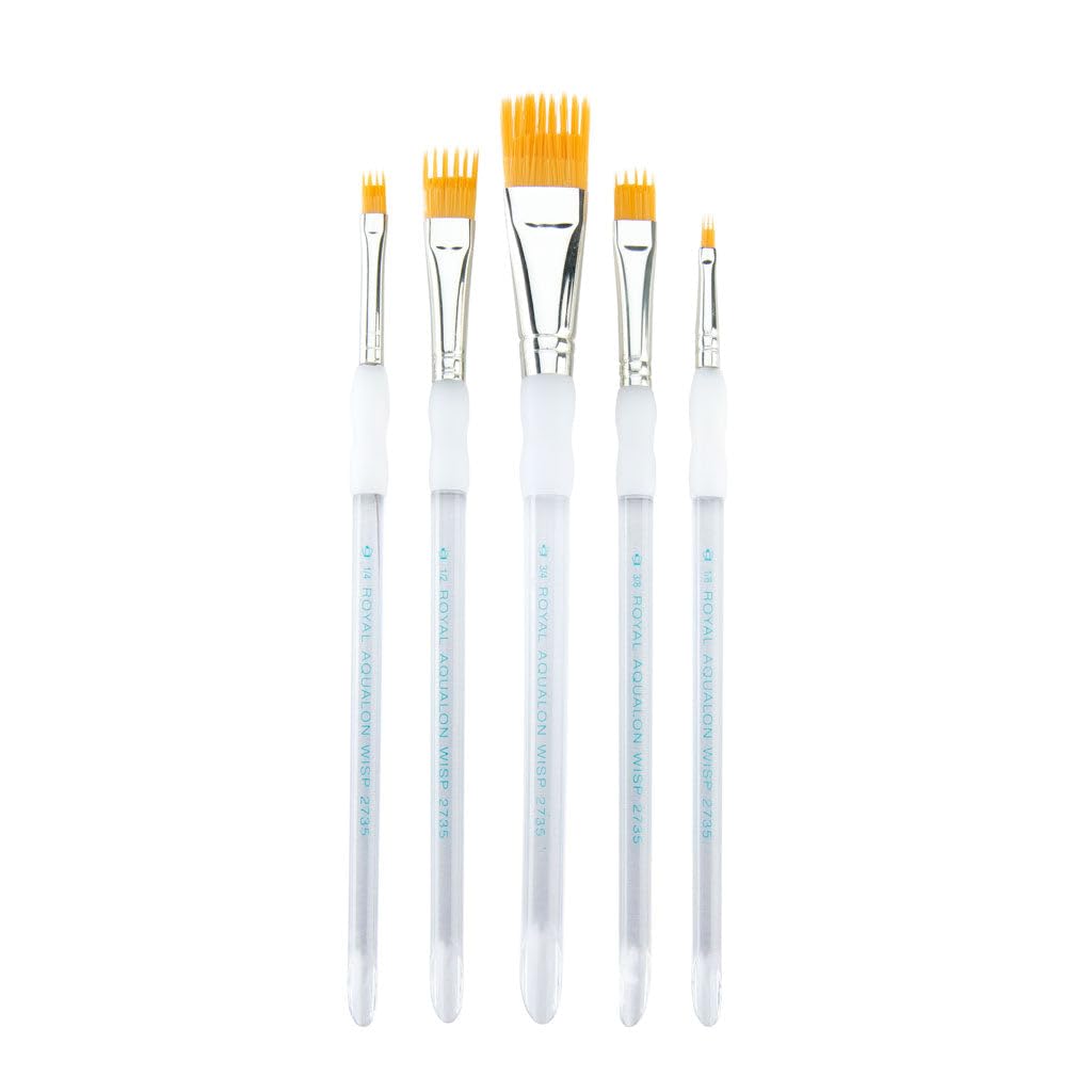 Royal & Langnickel Aqualon Wisp Flat Artist Brush Set, 5-piece