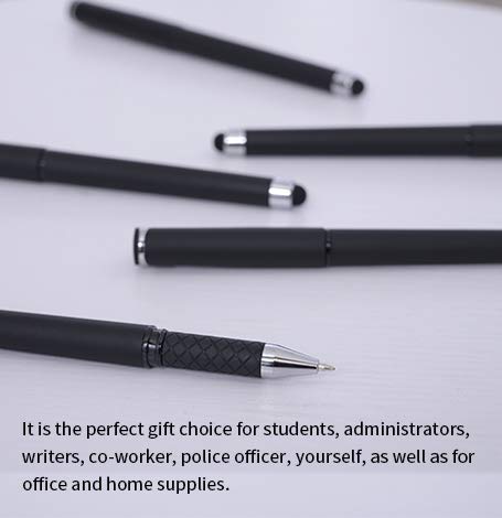 MiSiBao 0.7mm Black Ink Gel Ink Rollerball Pens 2 in 1 Medium Point Pens with Stylus Work Pen