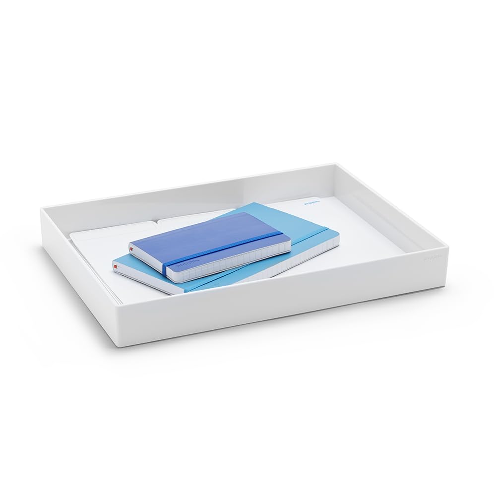 Poppin Large Accessory Tray, White, Rectangular