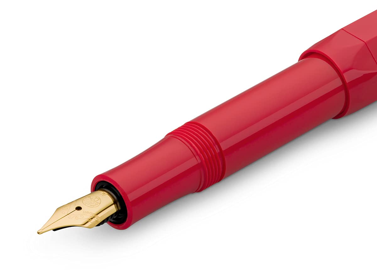 Kaweco CLASSIC SPORT Fountain Pen Red with 23 Carat Gold-Plated Steel Nib and Iridium Tip for Ink