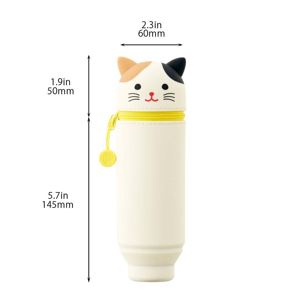 LIHIT LAB Kawaii Japanese Cat Stand Up Pencil Case For School Office College, Cute School Supplies