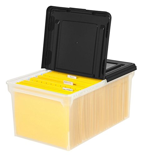 Office Depot Stackable File Tote Box, Letter Size, 14 1/4in. x 23 3/8in. x 10 7/8in., Black/Clear