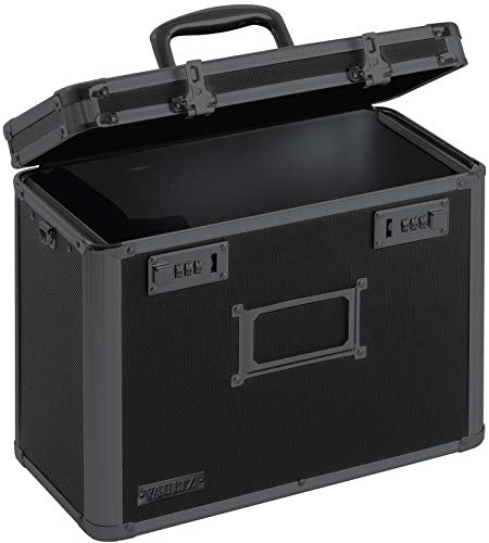Vaultz Locking File Organizer Box with Combination Lock, 14" x 7" x 12.19", Black