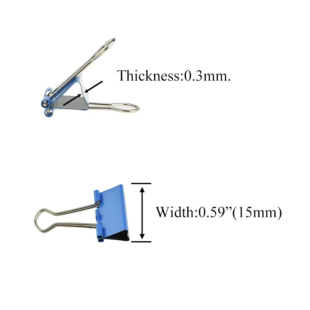 HAHIYO Binder Clips Paper Clamps Spring Steel Sturdy Mini 0.59 inches Width 0.18 Inch Capacity No