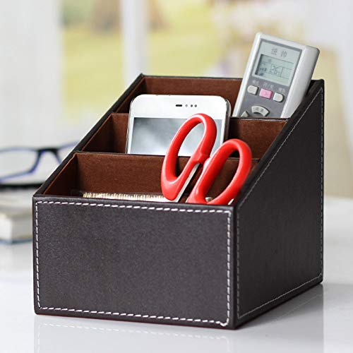 Medifier Elegant Leather Desk Stationery Organizer,Multi-Function Desk Storage Box for