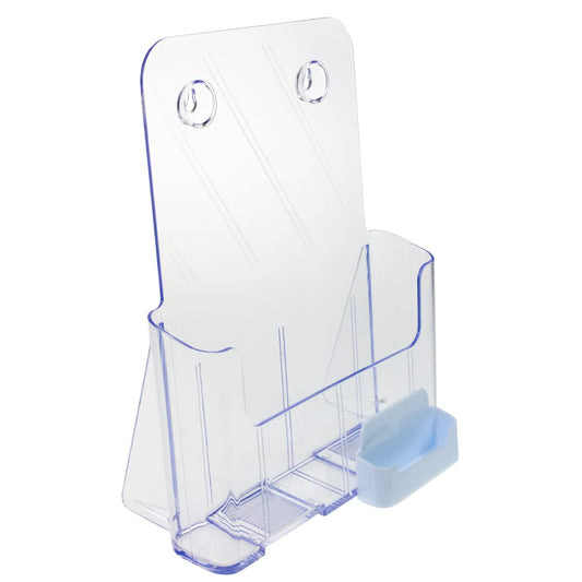 Source One Large Brochure Holder 8.5 x 11 Inches with Business Card Holder (1 Pack, White)