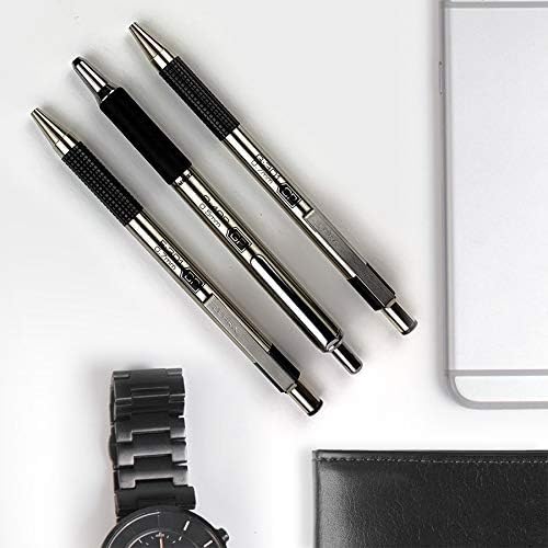 Zebra Pen G-301 Retractable Gel Pen, 0.7mm Medium Point, Stainless Steel Barrel, Textured Grip, 6