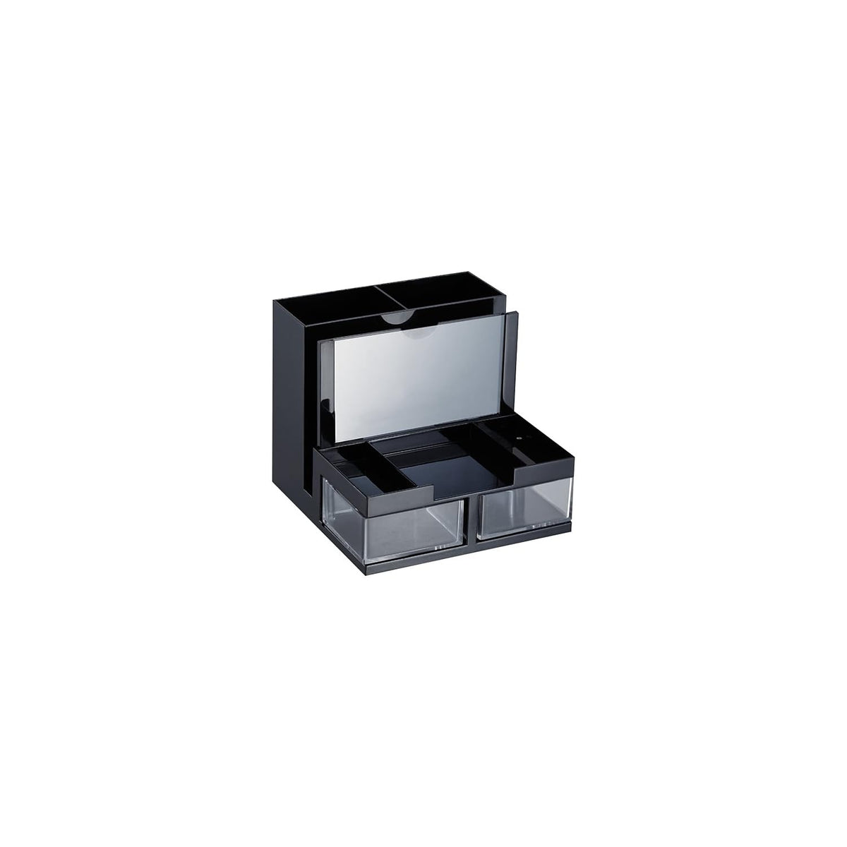 Officemate OIC23112 Desk Organizer, 9 Comp, Black-Clear
