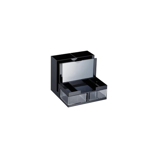Officemate OIC23112 Desk Organizer, 9 Comp, Black-Clear