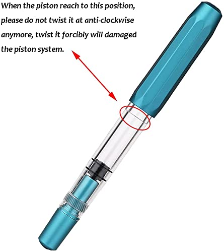 Majohn T1 Piston Fountain Pen Fine, Blue Aluminium Clear Acrylic Large Ink Capacity Writing Pen Box