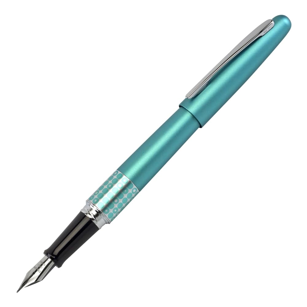 PILOT MR Retro Pop Collection Fountain Pen in Gift Box, Turquoise Barrel with Dots Accent, Fine