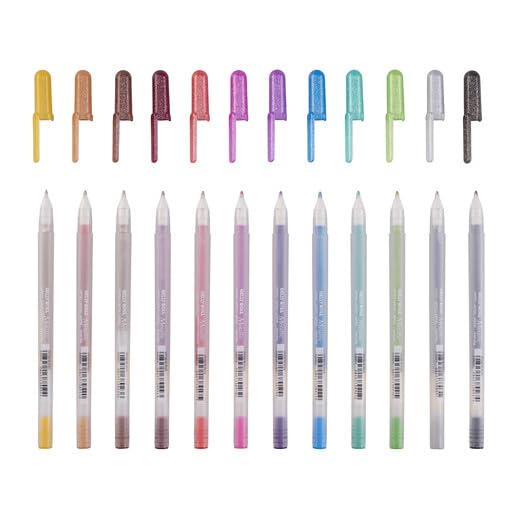 SAKURA Gelly Roll Metallic Gel Pens Set of 12, Assorted Colors | Pens for Writing, Drawing