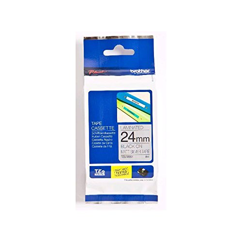 Brother TZe-M951 Labelling Tape Cassette, Black on Matt Silver, 24 mm (W) x 8 m (L), Laminated