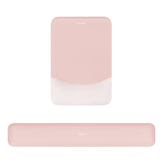 MOSISO Wrist Rest Support Mouse Pad & Keyboard Set, Baby Pink
