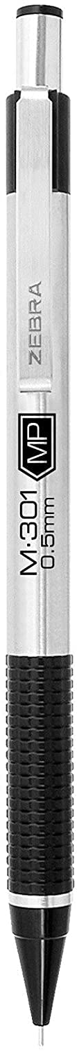 Zebra Pen M-301 Stainless Steel Mechanical Pencils, 0.5mm Fine Point HB Lead Pencil, 6 Pack with 15
