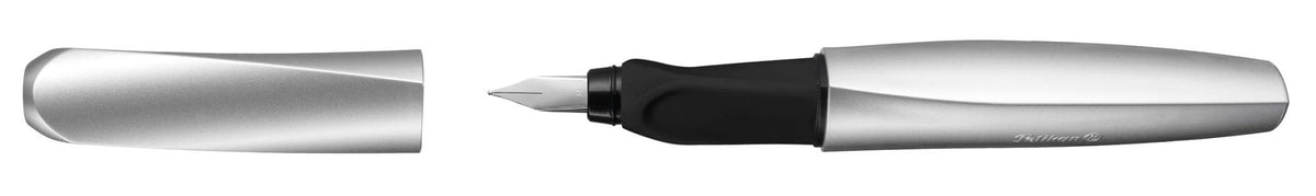 Pelikan 947366 Fountain Pen Twist, Universal for Right and Left Handers, Feathers Medium, Silver