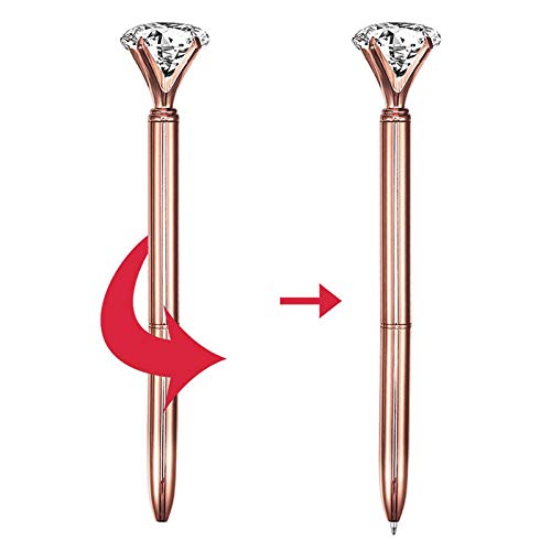 U Scinan 8 Pcs Metal Ballpoint Pen with Big Diamond/Crystal Office Supplies Gift Black Ink, Magnify